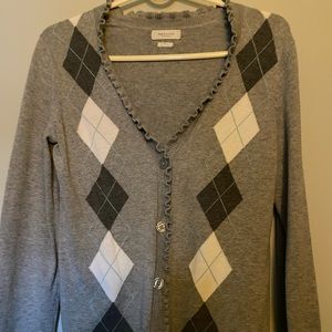 Grey argyle cardigan